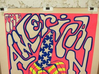 Orig BlackLight 1967 The American Dream Bevacqua Steve Sachs Neon Poster 35”x23” 2
