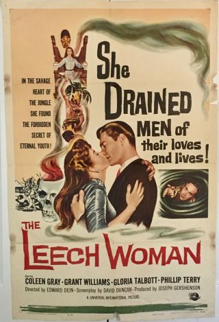 1960 The Leech Woman Vintage Movie Poster 41x27 "