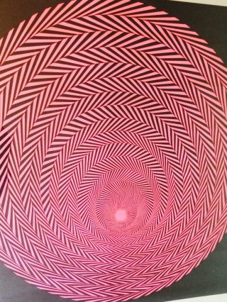 Vintage Psychedelic Blacklight Poster Spiral Illusion Pink Sphere Circle 1970 