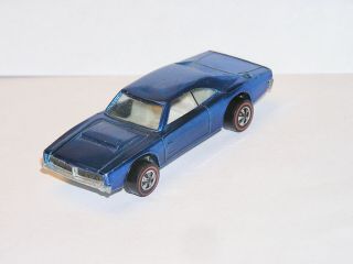 1969 Hot Wheels Redline Custom Charger Pretty All Blue Yr2 Display