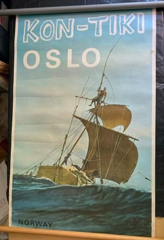 Kon - Tiki Poster,  Thor Heyerdahl,  French Polynesia,  Explorer Voyager Bin
