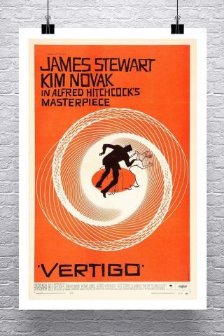 Vertigo Alfred Hitchcock Vintage Movie Poster Rolled Canvas Giclee 24x36 In.