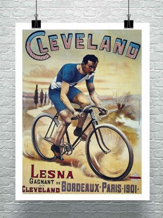 Cleveland Cycles 1901 Vintage Bicycle Advertising Poster Canvas Giclee 24x32 In.