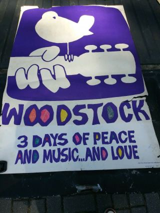 Rare 1969 Woodstock Poster.  In Rough Shape.  Its A Keepsake.  Last Bid