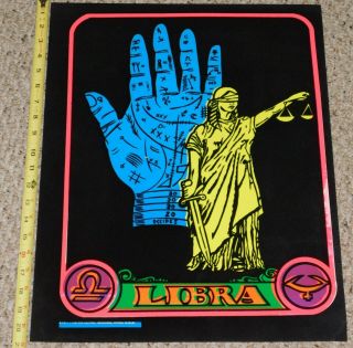 Libra Zodiac Astrology Sign Flocked Blacklight Poster 1971 Pro Arts Hippie