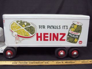 1950s MINNITOY (Otaco) HEINZ PICKLES Transport Truck Steel Toy 2