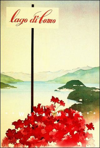 Lake Como Italy Lago Di Como Vintage Poster Print Italian Travel Advert Art 4