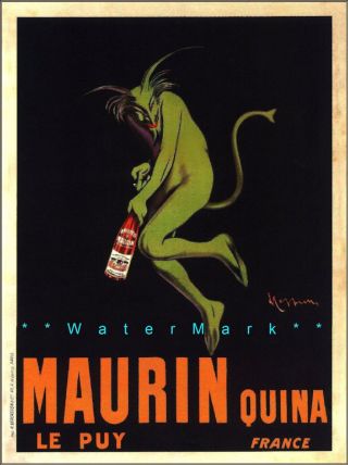 Maurin 1906 Quinquina Green Devil Absinthe Vintage Poster Print Cappiello Art