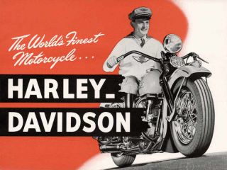 Vintage 1947 Harley Davidson Motorcycle Ad Poster Print 18x24 9 Mil Paper
