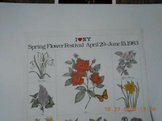 1983 Milton Glaser POSTER Susan Gray I LOVE YORK NY spring festival flowers 2