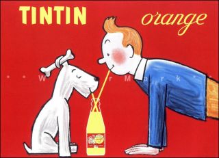 Tintin and Dog Snowy Orange Drink Vintage Poster Advertisement Decoration 4