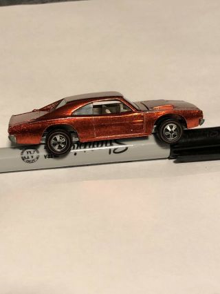 1968 Hot Wheels Redline Custom Dodge Charger Usa Faded Red Burnt Orange Nm