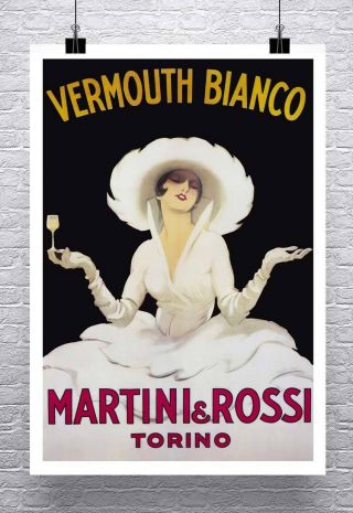 Vermouth Bianco Vintage Liquor Advertising Poster Canvas Giclee Print 24x32 In.