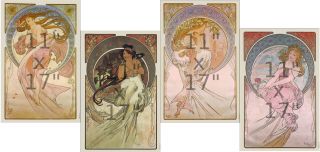 Alphonse Mucha - The Arts - 4 11x17 Inch Art Nouveau Poster Set