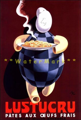 Lustucru Pasta 1920 French Chef Food Kitchen Decor Vintage Poster Print 4