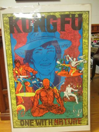 Vintage Kung Fu One With Nature Black Light Poster Orig 1970s 10327