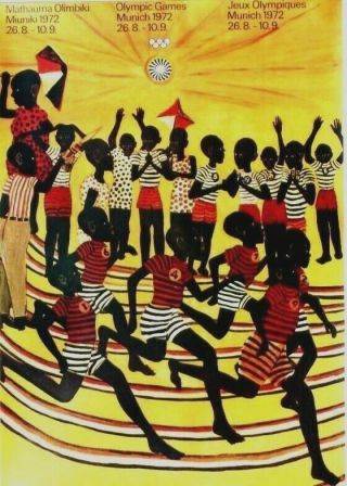 Vintage Poster Olympic Games Munich Black Kids 1972