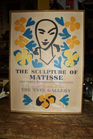 1953 Exhibition Poster The Sculpture Of Matisse Tate Gallery 28 " Framed