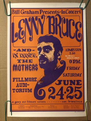 Bill Graham Concert Poster Lenny Bruce The Mothers Of Invention Wilson Shea 60 
