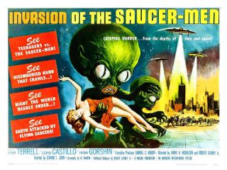1957 Invasion Of The Saucer Men Vintage Sci - Fi Movie Poster Print Style B 18x24