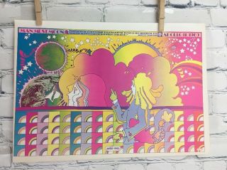 Vtg Peter Max Poster 1970 Mcm Mod 11x16” Apollo Number One