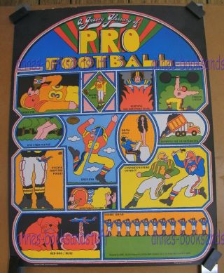A Groovy Glossary Of Pro Football Poster By Lionel Kalish 1969 19 X 25 "