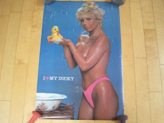 Nos 80s Vtg I Love My Rubber Ducky Poster Hot Girl Sexy Pin Up Mancave 1985