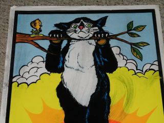 HANG IN THERE BABY FRIDAY ' S COMING Cat Flocked Blacklight Poster Dargis OSP 3