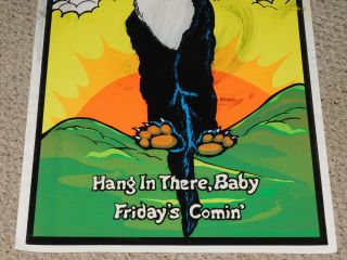 HANG IN THERE BABY FRIDAY ' S COMING Cat Flocked Blacklight Poster Dargis OSP 4