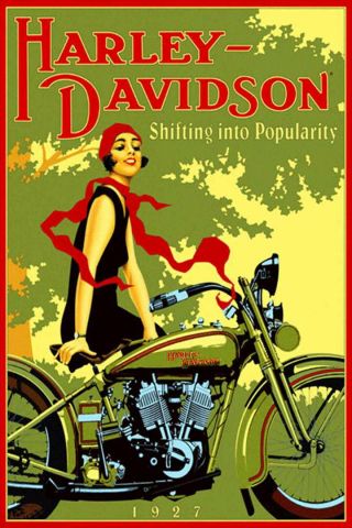 Vintage 1927 Harley Davidson Motorcycle Ad Poster Print 24x16 9mil Paper