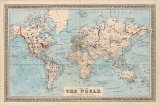 1876 Map Of The World On Mercator 