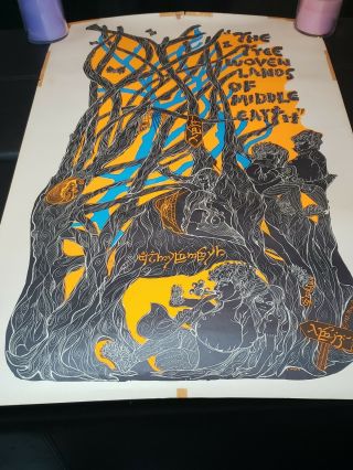 1967 Psychedelic Black Light Poster Steve Sachs Woven Lands Of Middle Earth