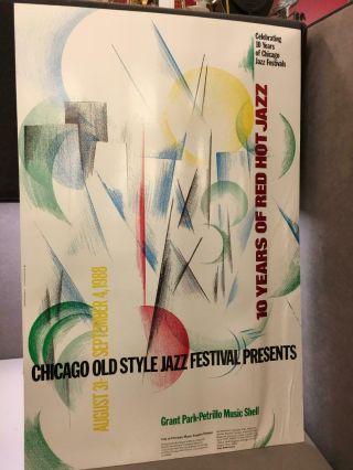 Chicago Old Style Jazz Festival Presents 10 Years Of Red Hot Jazz Poster 1988