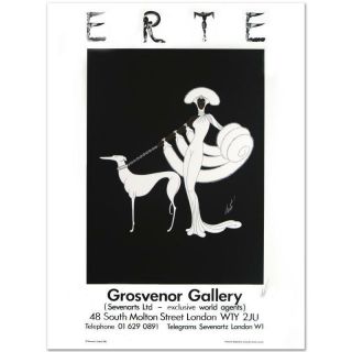 Erte " Ebony In White " Fine Art Poster Signed By Erte,  W/coa 24x32
