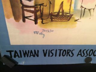 Vintage TAIWAN China Travel Poster Shiy De Jinn Art 24 1/2” X 36” 3
