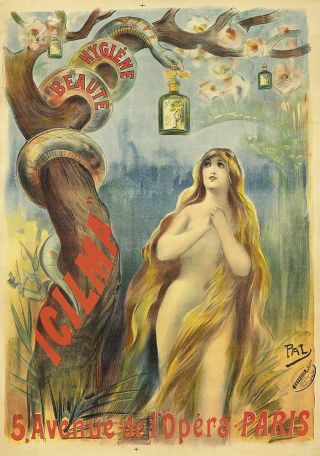 Vintage Art Nouveau Poster By Pal " Icilma " 1899 36 " X 51 " Linen Backed