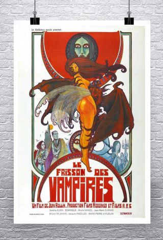 Vampires Vintage French Horror Movie Poster Rolled Canvas Giclee Print 24x36 In.