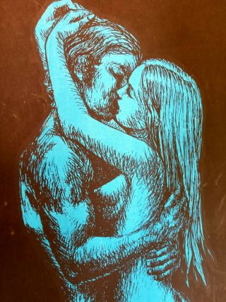 1969 Blue Love,  Naked Hippie Couple HB44 Houston Blacklight Poster Co,  21 