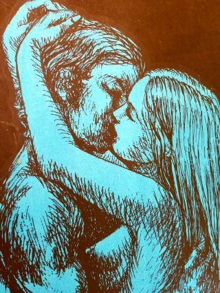 1969 Blue Love,  Naked Hippie Couple HB44 Houston Blacklight Poster Co,  21 