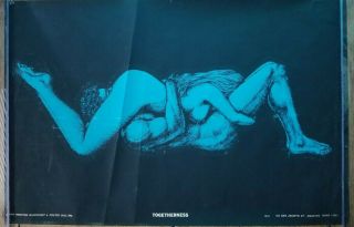 Togetherness,  Black Light Poster,  Nudes Sex 1970 Vtg Hb 69 Blue Series