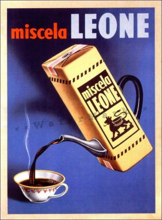 Caffe Miscela Leone 1950 Italian Coffee Advertisement Vintage Poster Print