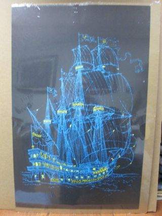 Vintage Black Light Poster Peace Ship I 1970 