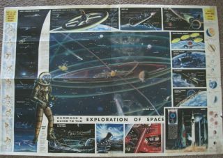 Vintage Hammonds Guide To " The Exploration Of Space " Poster 1950 