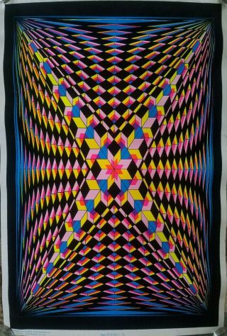 Vintage " Double V " Psychedelic Flocked Black Light Poster.