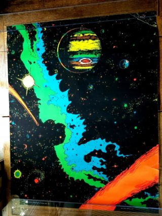 Large Vtg Outer Space No 5 Black Light Poster Houston Blacklight Poster