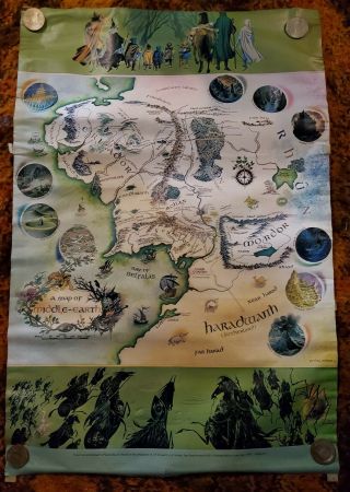 J.  R.  R.  Tolkien,  Pauline Baynes,  Map Of Middle - Earth,  1st Edition - 1970