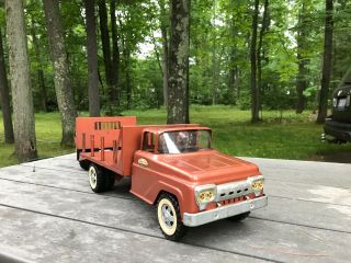 Tonka Flatbed Truck And Trailer,  Copper Color,