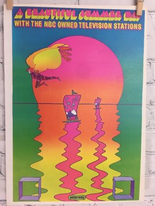 Vtg Peter Max Poster 1970 Mcm Mod 11x16” Nbc A Summer Day