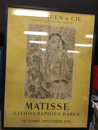 Framed Matisse Berggruen & Cie Exhibition Poster 1954 Mourlot Paris