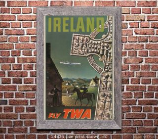 Twa Ireland - Vintage Airline Travel Poster [6 Sizes,  Matte,  Glossy Avail]